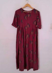 Maroon Printed Dress