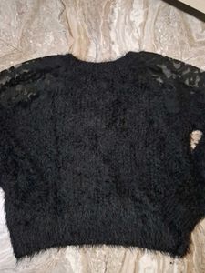 Black Fuzzy Lace Sweater