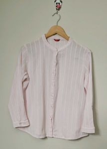 W Button-Down Top with Roll-Tab...