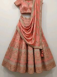 Pastel Pink dabka work embroidery lehanga