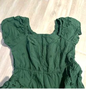 Convertible Off Shoulder Tiered Green Dress