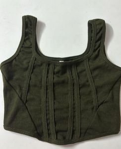 Green Corset Crop Tank Top