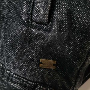 Men Black Solid Denim Jacket