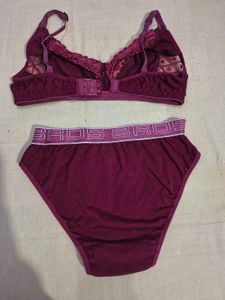 Maroon Lace Bra &amp; Panties Set