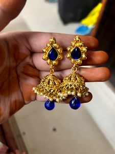 Royal Blue Gold Plated Jhumkas