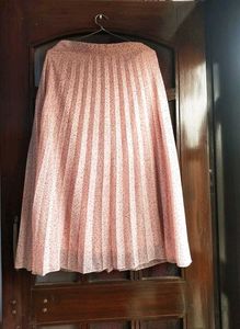 Pleated Pink Floral Skirt