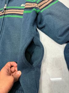 Lacoste Zip-Up Lambswool Knit Cardigan