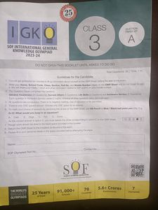 SOF Olympiad IGKO Set A Paper Current Year23-24 Grade 3