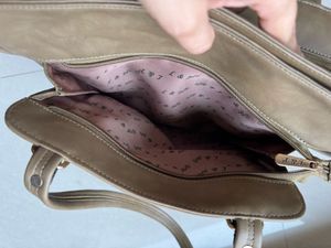 Soft Leather Stylish Handbag - Olive &amp; Gold