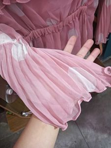 Pink Polka Dot Ruffle Blouse