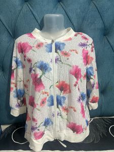 Floral Print Zip-Up Jacket