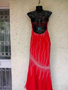 Red Embellished CUT DANA Gown Dress