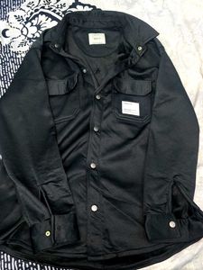 Black Button-Down Shirt Jacket(shacket)