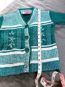 Green Embroidered Cardigan