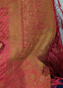 Elegant Red &amp; Gold Saree with Blouse