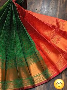 Elegant Green &amp; Red Saree