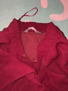 Burgundy Bow Tie Blouse