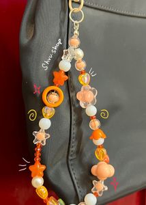 Handmade Orange Themed Beaded Bag Charm