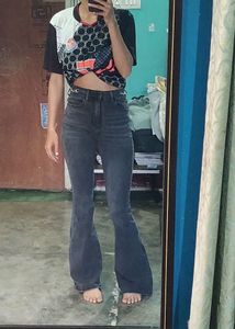 Charcoal Gray Flare Jeans