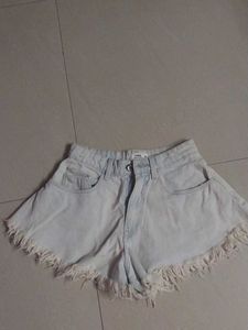 Mango Denim Fringed Shorts