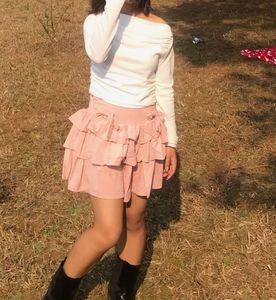 Coquette High Waist Plain Bow Mini Tiered Skirt