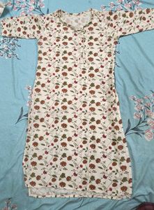 Cream And Peach Kurthi Set