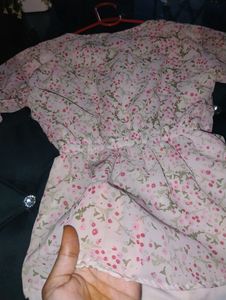 Blooming Pink Flowers Cinched Waist Top