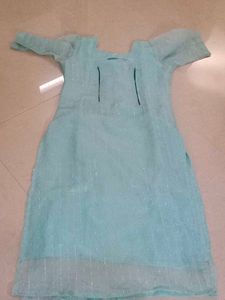 Light Blue Sequence Feeding Kurti