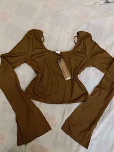 Brown Long Sleeve Top