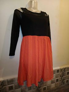 Chic Black &amp; Orange Dress Size Small/ Medium