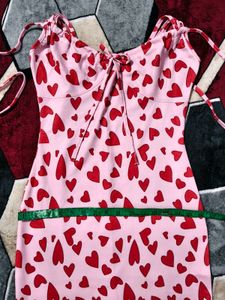 Heart Print Mini Dress Size : M