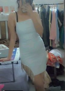 Rhinestone Slit Dress