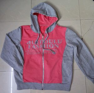 Pink Full Zip Hoodie Sweatshirt