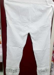 White Eyelet Detail Pants