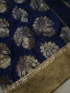 Elegant Blue &amp; Gold Maxi Dress