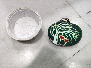 Combo Of Paper Bowl And Wooden Art Decor