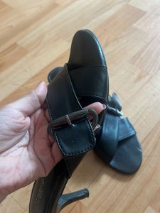 Black Cross Heel Sandals