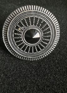 Oxidized Finger Ring With Black Stone