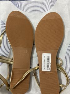 New Cai Gold Strappy Flats