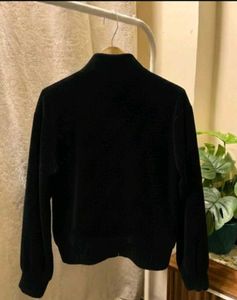 Max Black Velvet Wool Zipper Jacket