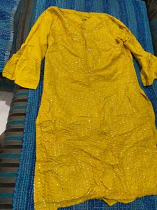 Yellow Embellished Kurti