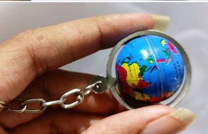 Earth Keychain Globe World Map Rotating New