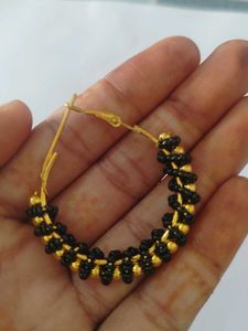 Black &amp; Gold Beaded Hoop Earrings