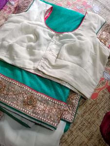 2 Color Heavy Saree With Golden Work