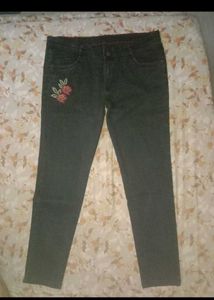 Floral Design Black Denim From Miss Purple 🖤💅✨