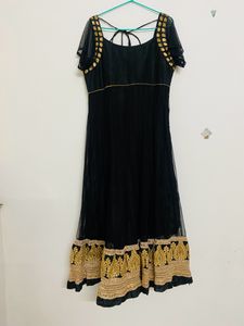 Black Panel Cut Anarkali Set