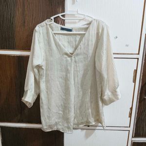 (Size L) Beige Formal Shirt For Women