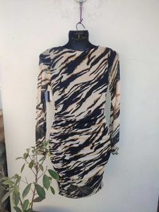 BP Beige Burnout Tiger Stripe Dress