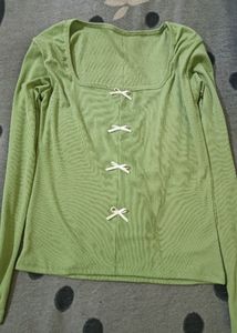 Cute Green Long Sleeve Top