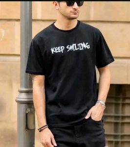 Men’s Stylish Black Printed T-Shirt | Keep Smiling